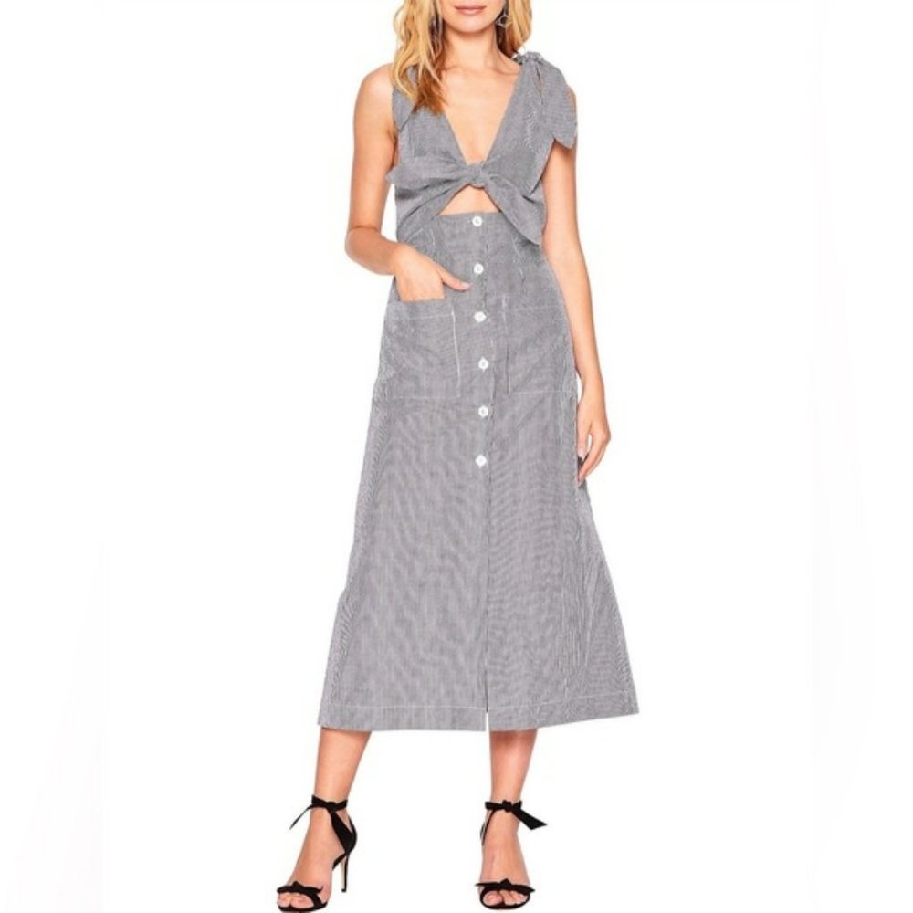 ALICE MCCALL We Make Cotton Sense Stripe Cut Out Midi Dress